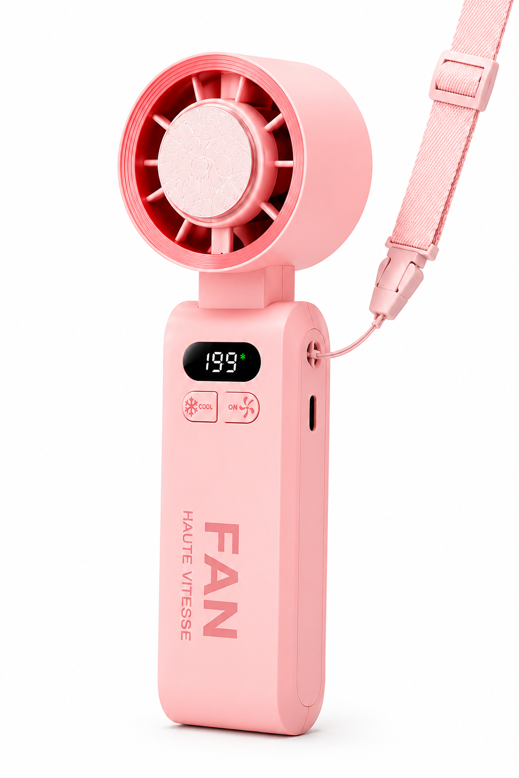 Mini Ventilateur Rose Portable Rechargeable 4000mAh, Écran LED, 199 Vitesses Réglables, Ventilateur USB-C Silencieux, Refroidissement Rapide, Ventilateur de Poche pour Voyage, Bureau, Sport et Camping