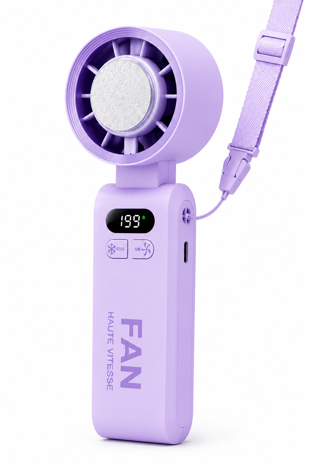 Mini Ventilateur VIOLET Portable Rechargeable 4000mAh, Écran LED, 199 Vitesses Réglables, Ventilateur USB-C Silencieux, Refroidissement Rapide, Ventilateur de Poche pour Voyage, Bureau, Sport et Camping (Copie)